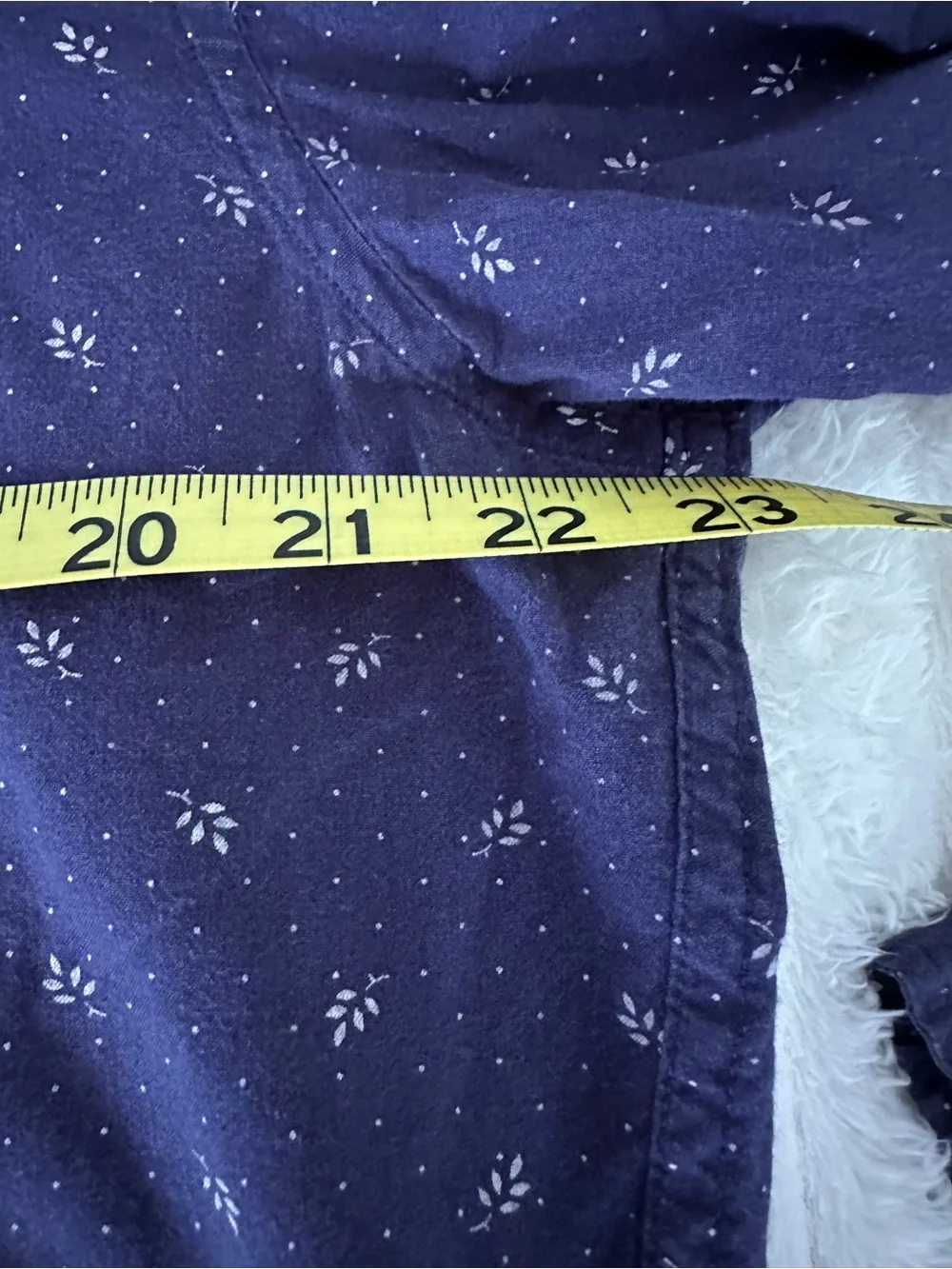 J. Crew Navy Men’s Cotton Button-Down with Small White Leaf & Dot Print